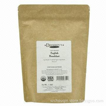Coffee bag for Kraft paper packaging, with top zipper